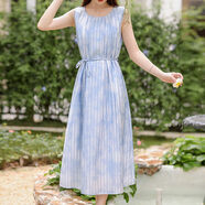 未風(fēng)（WIFING）藍(lán)色暈染連衣裙2025年新款女裝背帶裙子女夏季氣質(zhì)圓領(lǐng)背心裙 藍(lán)色 S