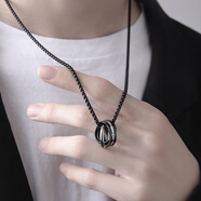 MOLC項鏈男士款簡(jiǎn)約潮牌百搭鈦鋼高級感配飾黑色吊墜毛衣鏈生日禮物 L2162《歌者》項鏈