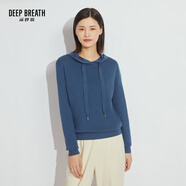 深呼吸DEEP BREATH女裝簡約百搭連帽套頭衛(wèi)衣針織衫上衣女A300858 深海藍(lán) M (3碼)