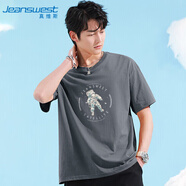 真維斯（JEANSWEST）T恤男夏季薄款休閑百搭寬松舒適大碼男裝半袖深灰M