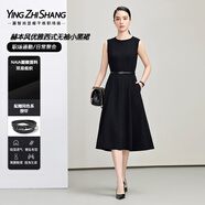 贏智尚赫本風(fēng)優(yōu)雅西式無袖小黑裙2025春醋酸職場內(nèi)搭連衣裙ZF03422 石墨黑連衣裙 隨款贈送腰帶 L