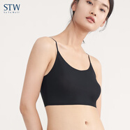 STW.SOTOWELL冰絲吊帶抹胸夏季防走光薄透氣無痕內(nèi)搭防透打底修身露臍短款背心 WM012黑色 吊帶抹胸 XL (175)