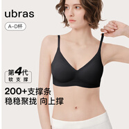 ubras[虞書欣同款]夾心軟支撐光面小胸聚攏女無痕內衣隱形無鋼圈文胸罩 【背勾款】黑色 S 70A/70B
