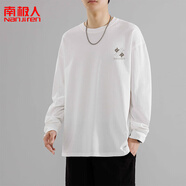 南極人（Nanjiren）創(chuàng)意文字設(shè)計(jì)感潮流大碼寬松休閑收口袖口長(zhǎng)袖T恤男