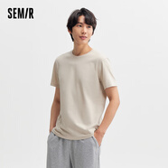 森馬（Semir）[純棉]短袖T恤男夏季簡約純色修身短t百搭t恤男 [100%棉]貝殼卡50242 XS