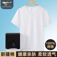 七匹狼短袖男純棉t恤男V領(lǐng)打底衫100%全棉小白t透氣舒適打底衫