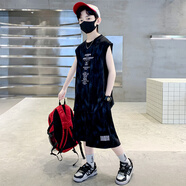 THINKPIRE套裝男孩9-12歲童裝男童背心夏季2026帥氣兒童衣服中大童兩件套 黑色 140 碼建議身高135CM