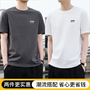 JEEP SPIRIT吉普短袖t恤男士polo衣衫夏季純棉寬松透氣商務(wù)百搭休閑男裝衣服 深灰+白色(兩件裝) XL 【135-145斤】