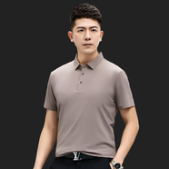 富鋌（FORTEI）錦氨親膚短袖T恤男時尚翻領青年商務休閑冰絲透氣半袖體恤通勤裝 01淺杏 M 170/
