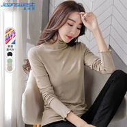 真維斯（JEANSWEST）長(zhǎng)袖t恤女打底衫女裝春季款半高領(lǐng)純色小衫洋氣上衣卡其色M