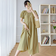 婧麒（JOYNCLEON）孕婦裝夏季連衣裙2025新款雪紡寬松顯瘦口袋長(cháng)裙大碼減齡孕婦裙子 綠色 XXL