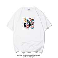 陌汀2025新款港風(fēng)潮牌t恤男短袖男裝全棉寬松大碼半袖打底ins潮流上衣 白色 臉譜0006 XL