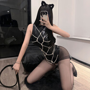 詩(shī)魅莎 sm繩子捆綁調(diào)教懲罰道具束縛情趣內(nèi)衣夜店制服誘惑性感連體皮衣 黑色（連體皮衣+外套繩子） 均碼（80-125斤）