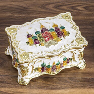 俄羅斯首飾盒公主歐式復古創(chuàng  )意網(wǎng)紅多功能大號飾品盒化妝盒收納盒 城堡首飾盒金白彩