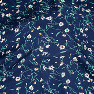 京弗人造棉面料 夏季小碎花棉綢布料雕印棉綢黑藍碎花連衣裙綿綢布頭 雕印藍碎花子 1米 多拍中間不剪裁