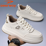 德?tīng)柣莅逍?025夏季新款白色休閑鞋男生運動(dòng)鞋子低幫潮流百搭小白鞋子 151193597白綠 39 (245mm) 標準皮鞋尺碼