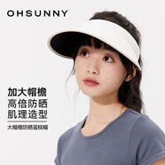 OhSunny防曬帽女春夏大檐防紫外線防曬發(fā)箍蛋糕帽空頂太陽帽子 椰奶白 均碼