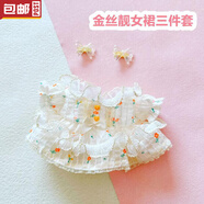 樂(lè )嘻玩棉花娃娃20厘米棉花娃娃套裝可愛(ài)禮物明星公仔換裝連衣裙子集合 金絲靚女裙三件套 20cm