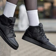 耐克（NIKE）Air Jordan aj1女鞋 mid黑白紅芝加哥防滑耐磨籃球運動休閑鞋 554725-093黑色 37.5