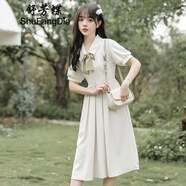 舒芳蝶（shufangdie）法式學(xué)院風(fēng)襯衫裙教資面試服裝連衣裙學(xué)生夏季仙女氣質(zhì)超仙長裙子 圖片色 M