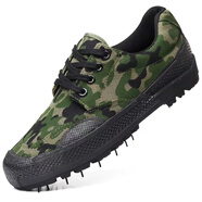強人解放鞋工地勞保鞋男款膠鞋迷彩訓鞋子戶(hù)外耐磨防臭男鞋 軍綠色 標準鞋碼 39碼 (245)