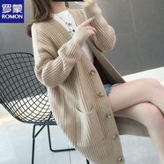 羅蒙（ROMON）中長款毛衣開衫外套女寬松慵懶風(fēng)秋冬針織衫洋氣加厚百搭學(xué)生 杏色 L