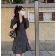 世希大碼胖mm2025夏季新款辣妹遮肚顯瘦連衣裙女收腰設計感小眾襯衫裙 圖片色 XL (建議120-140斤)