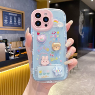 中掌柜巧哲云朵公仔適用iPhone6promax蘋果13手機殼11新款xs女15promax潮華為榮耀 泡芙殼-透藍云朵公仔+支架 iPhone6s