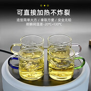 收米（ShouMi）加厚彩色帶把透明玻璃杯家用辦公室品茗杯功夫小茶杯茶具小水杯 功夫小茶杯【顏色隨機】 100ml
