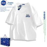 NASA STONE聯(lián)名白色純棉短袖男女款2025新款夏季寬松青少年潮牌圓領(lǐng)體恤上衣 白色【怪獸NASA】純棉 2XL 推薦體重150-170斤