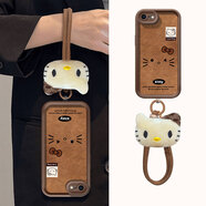 韓菲琪蘋(píng)果7手機殼iPhonoe8plus保護套I8皮革蘋(píng)果SE2代3代復古小熊KT貓7P卡通磨砂男女硅膠全包防摔外殼 蘋(píng)果7/8/SE2代3代【皮革-KT貓】+手繩