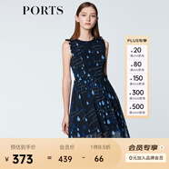 PORTS寶姿商場(chǎng)同款 新品女裝甜美木耳邊裝飾無(wú)袖連衣裙SN8D027HPP022 丈青 XS (2)