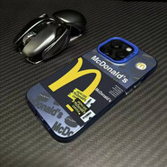 班美蘿彩銀殼麥當(dāng)勞蘋果16promax手機(jī)殼iphone16新款15promax防摔16pro 電鍍彩銀殼-亮藍(lán)-滿屏麥當(dāng)勞M iPhone11