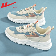 回力官方女鞋老爹鞋女春夏透氣運動(dòng)鞋女厚底增高小白鞋休閑鞋子女學(xué)生 米霧藍【小清新】 38