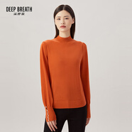 深呼吸DEEP BREATH女裝泡泡袖金屬扣可機洗純羊毛針織衫毛衣女A301131 赤茶橘 L (4碼)
