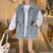伊薇衣歐洲站短款牛仔外套女2025春秋新款小個子復(fù)古寬松時尚韓版牛仔衣 6001 M (建議115-130斤)