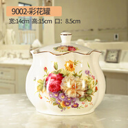豪晗藝陶瓷茶葉罐糖果罐糖缸零食罐蘋(píng)果創(chuàng  )意五谷雜糧收納儲物罐結婚喜罐 9002彩花罐