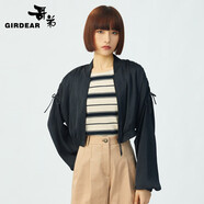 哥弟（GIRDEAR）女裝短款潮感拉鏈長袖棒球服外套女1400574 黑 S (2碼)