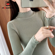 AEMAPE半高領(lǐng)打底衫女2025春秋冬季時(shí)尚緊身針織衫女上衣短款毛衣紅色 淺綠色 M