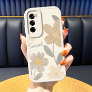美贊仕opporeno12手機殼reno12pro新款reno11pro油畫(huà)reno10pro+花朵reno9掛繩腕帶支架防摔全包保護套 白色-棕油畫(huà)花朵【單殼】 OPPOReno12
