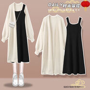 SELILECO廣州十三行高端女裝連衣裙秋冬新款季套裝女2024大碼毛衣長(cháng)款外套 2990黑針織裙 XL