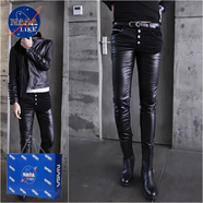 NASALIKE重磅潮男皮褲 小腳修身顯瘦皮褲拼接皮褲男大碼男皮褲易穿搭 黑色薄款 28 (社會(huì )小伙)