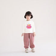 歐姆熊女童燈芯絨褲子春秋季2025新款長褲女寶寶小童秋款兒童秋裝休閑褲 深粉色+T恤 90 cm