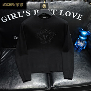 茉莀（MOCHEN）歐洲站男裝秋冬加厚保暖毛衣男高端提花針織衫男士修身中領(lǐng)打底衫 黑色 2XL