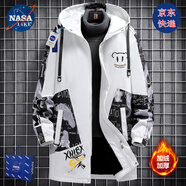 NASALIKE潮牌中長(cháng)款風(fēng)衣外套男春秋冬季大碼加絨夾克男學(xué)生痞帥連帽外套男 N73白色加絨(秋冬款) 4XL (180-190cm 175-195斤)