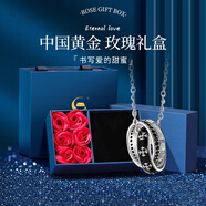 中國黃金（CHINA GOLD）騎士之環(huán)銀項(xiàng)鏈輕奢小眾設(shè)計(jì)感嘻哈毛衣鏈吊墜七夕情人節(jié)生日禮物 騎士之環(huán)項(xiàng)鏈【玫瑰禮盒】