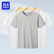 海瀾之家（HLA）男士T恤男夏季95棉氨圓領汗衫彈力透氣基礎打底老頭衫3件裝 白/白/灰9155 L -170/95(110-130斤)