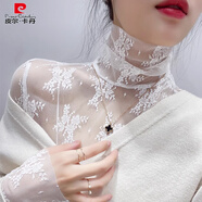 皮爾卡丹（pierre cardin）蕾絲打底衫女薄款洋氣高檔品牌高領(lǐng)新款秋冬內(nèi)搭毛衣性感網(wǎng)紗小衫 白色 高領(lǐng)堆堆領(lǐng) M