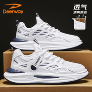 德爾惠（DEERWAY）男鞋子男2025夏季老爹鞋男士網(wǎng)面運(yùn)動鞋透氣休閑跑步鞋 白藍(lán) 42