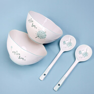 雅誠(chéng)德（ARST）蒲公英陶瓷碗盤(pán)家用少女網(wǎng)紅小清新釉下彩餐具碗碟泡面百搭沙拉碗 4.6英寸碗2碗2勺
